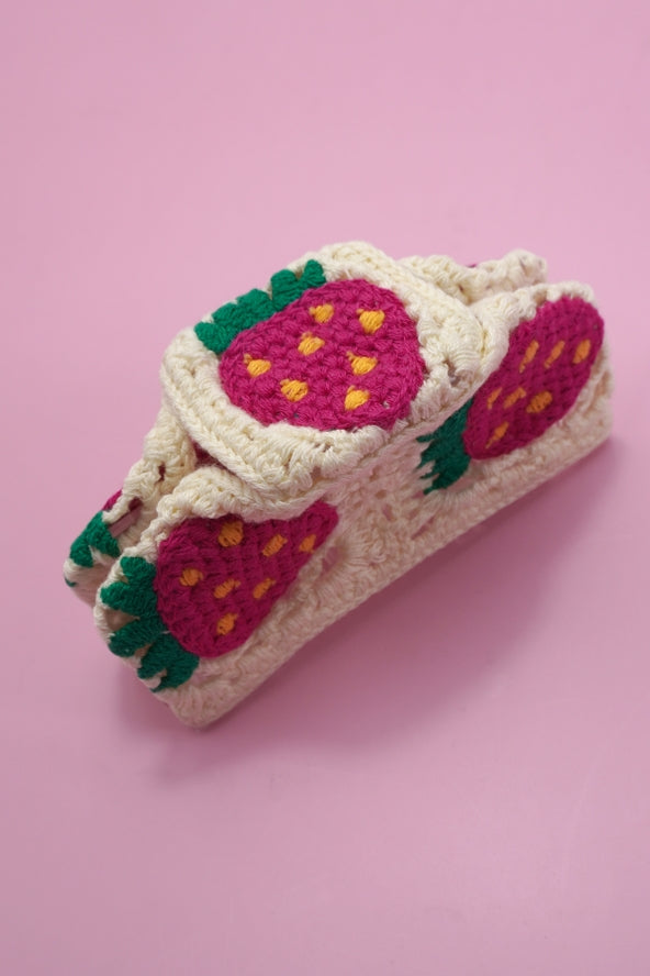 Jumbo Strawberry Crochet Claw Clip