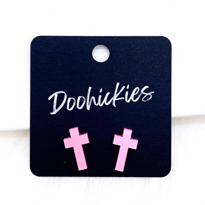 Pastel Acrylic Cross Stud Earrings