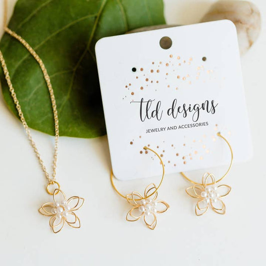 TLD Designs Flower Pearls Earrings