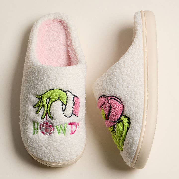 Howdy Grinch Christmas Slippers