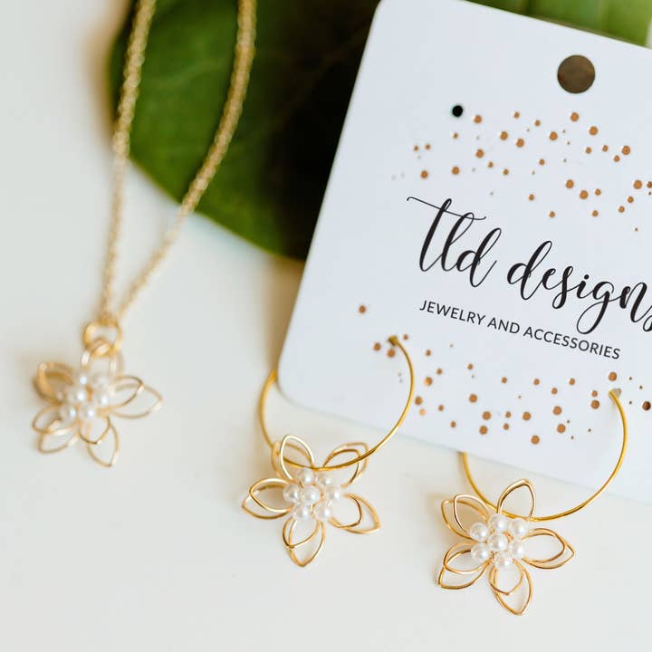 TLD Designs Flower Pearls Earrings