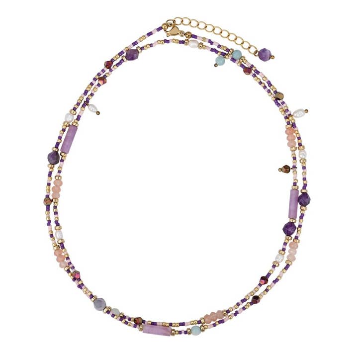 Free Spirit Amethyst & Hematite Beaded Choker