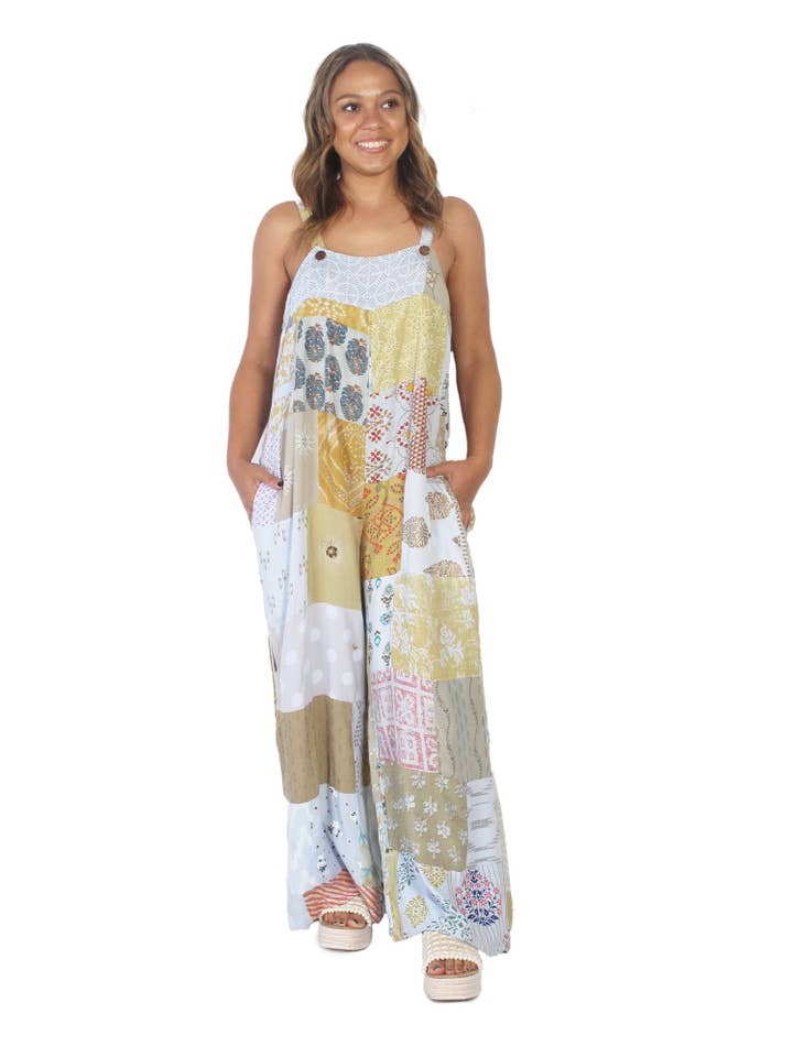 Blue Sky Patchwork Overalls