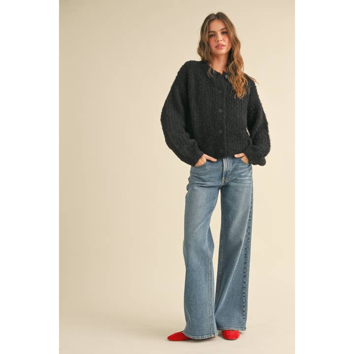 Miou Muse Round Neck Button Up Sweater
