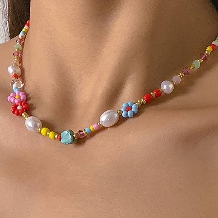 Multi Color Flower Necklace