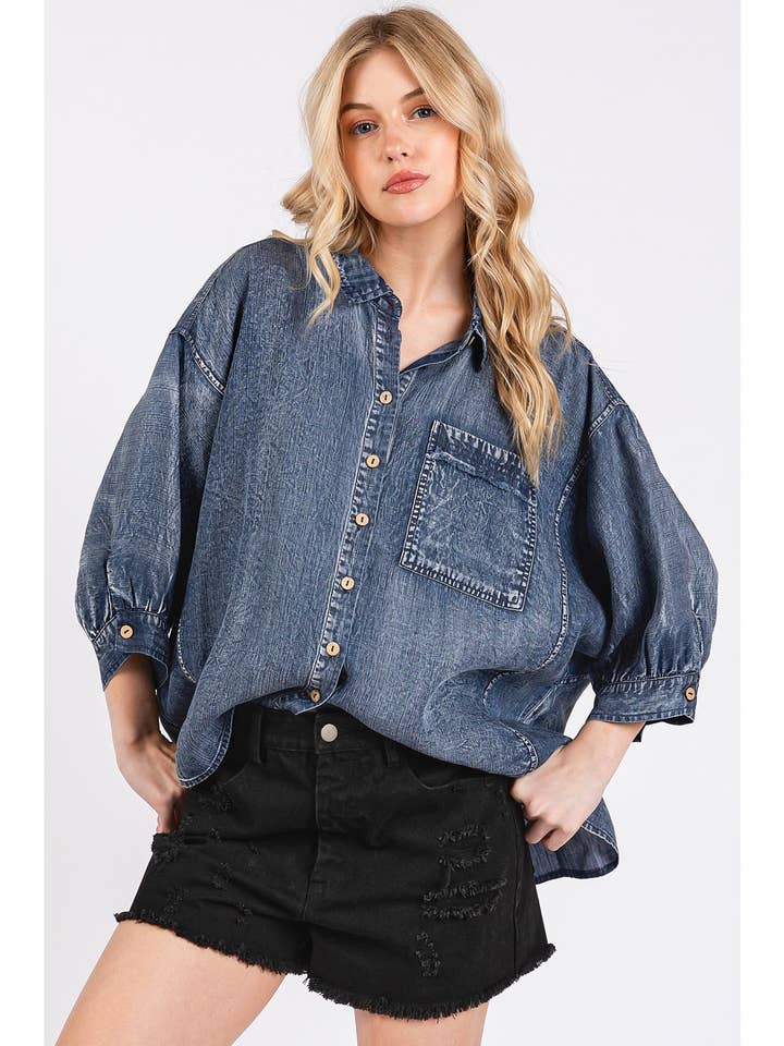 Washed Tencel Dolman Sleeve Shirt
