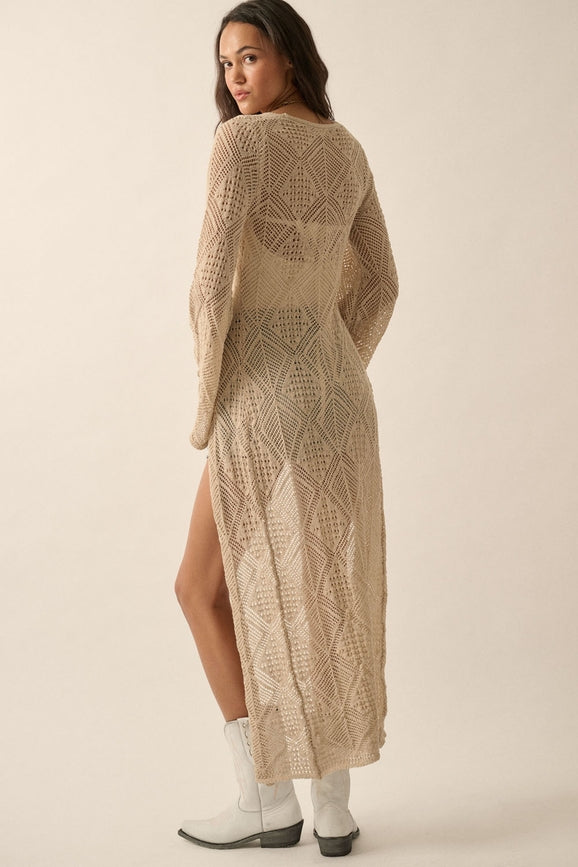 Promesa Pointelle Crochet Knit Cardigan