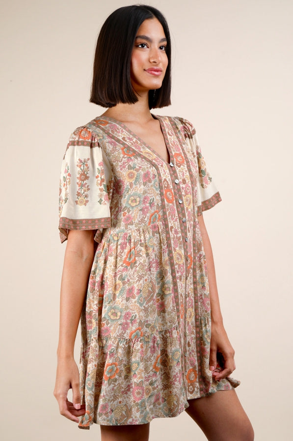 Very J Printed Woven Mini Dress