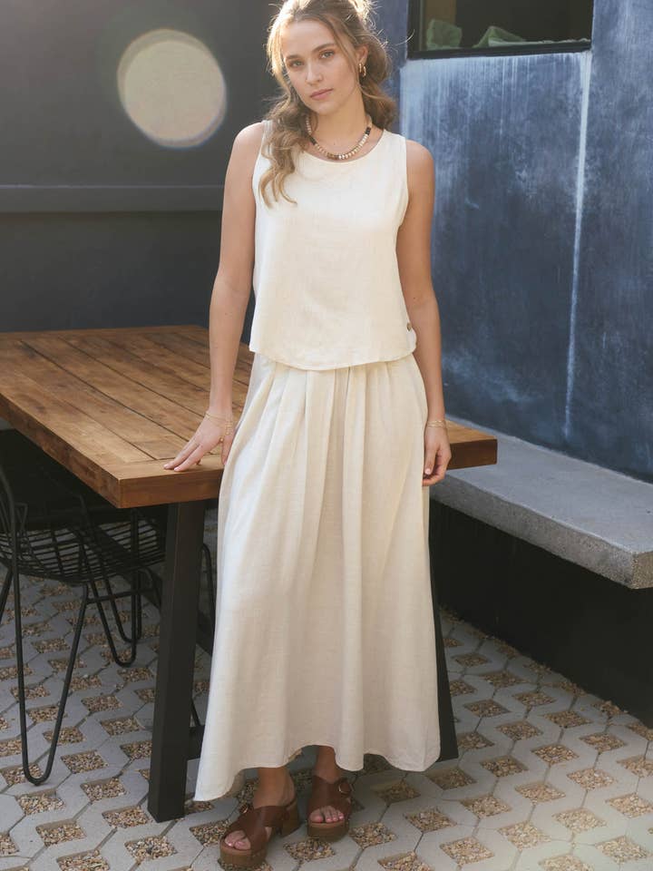 Blu Pepper Side Button Linen Top