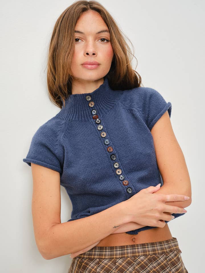 Pretty Garbage Jenna Button Up Knit Top
