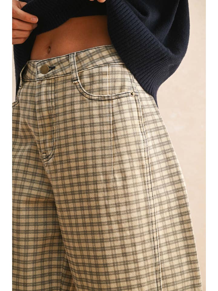 Miou Muse Checker Barrel Pants