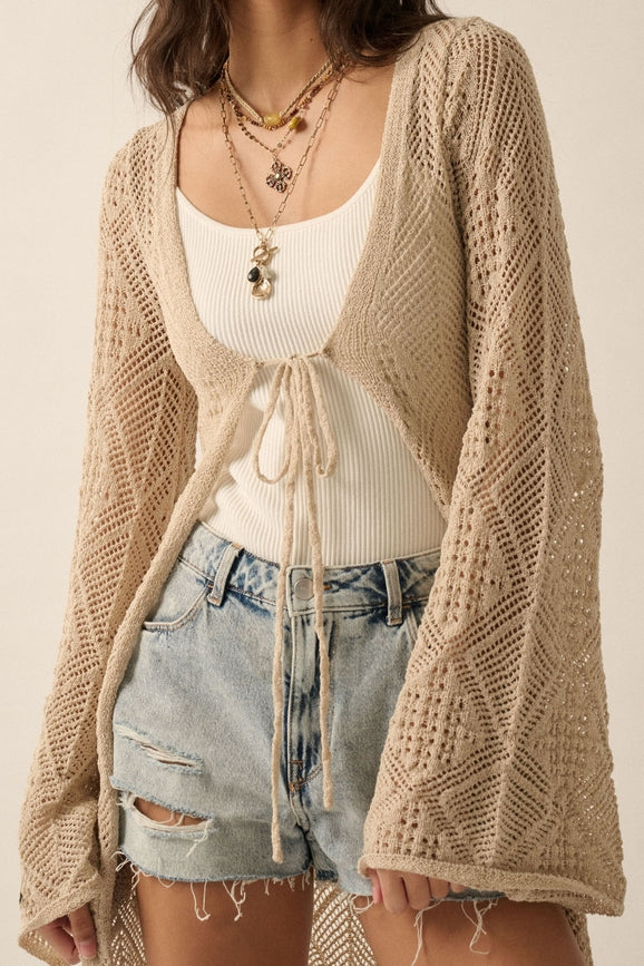 Promesa Pointelle Crochet Knit Cardigan