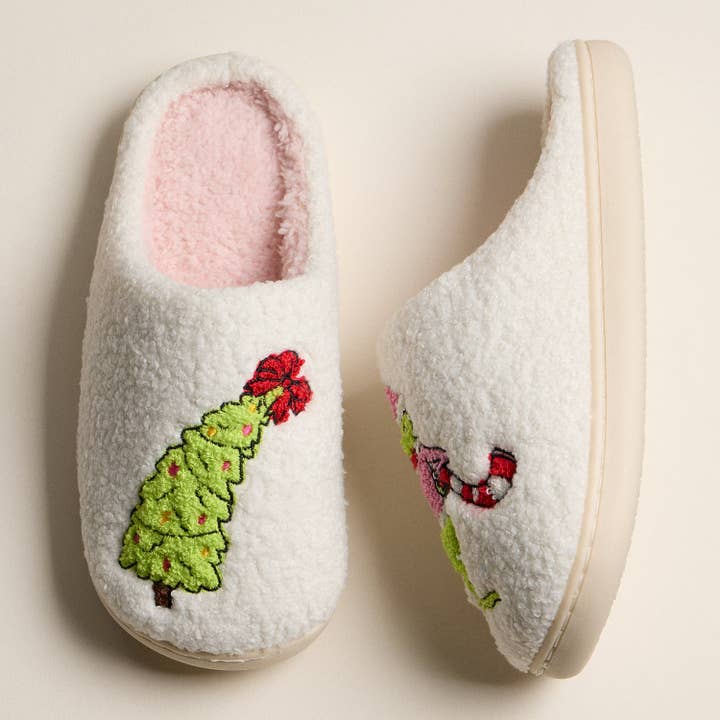 Grinch Christmas Tree Slippers