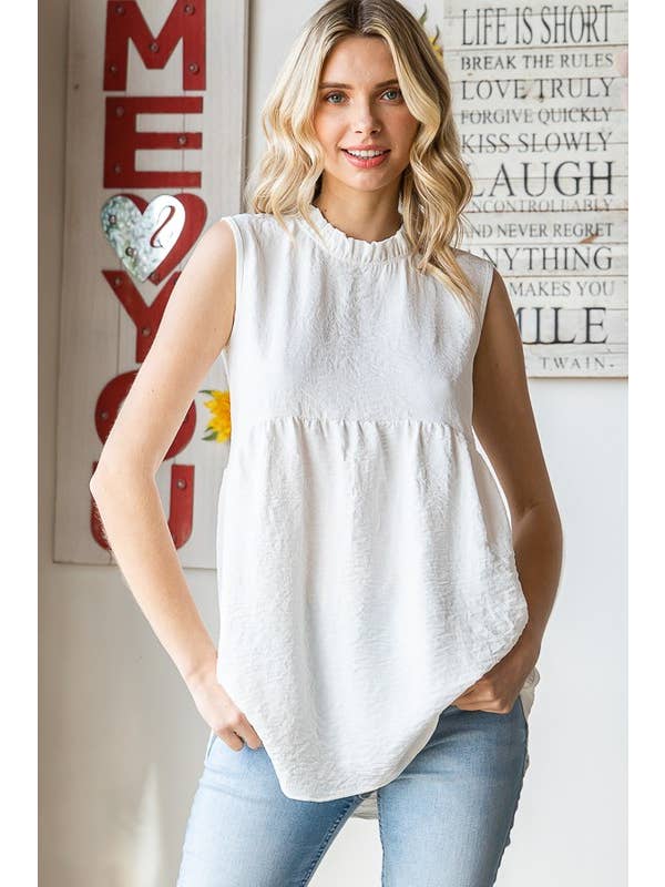 Ruffle Mock Neck Babydoll Top