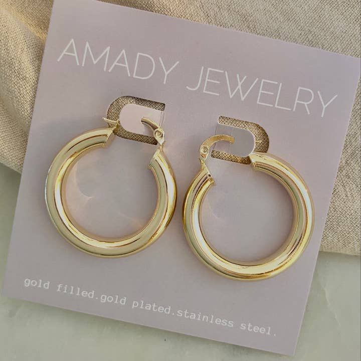 30mm 18k Gold Filled Thick Hoop Earrings