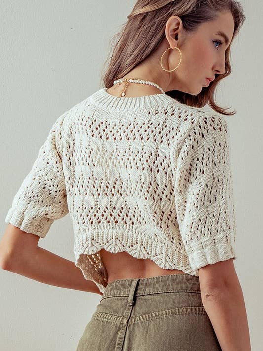 Promesa Hollow Out Crochet Knit Top