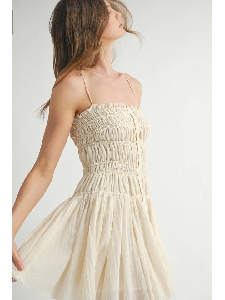 Endless Blu Cinched Ruffle Mini Dress