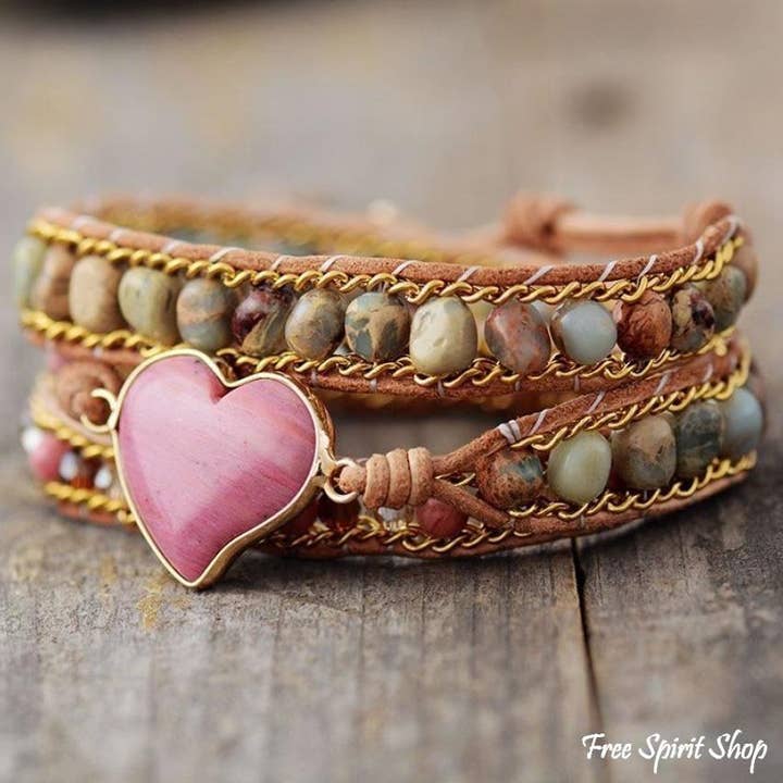 Free Spirit Rhodonite & Jasper Wrap Bracelet