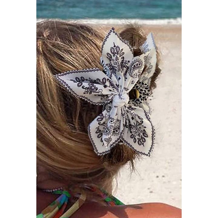 Paisley Print Bow Claw Clip