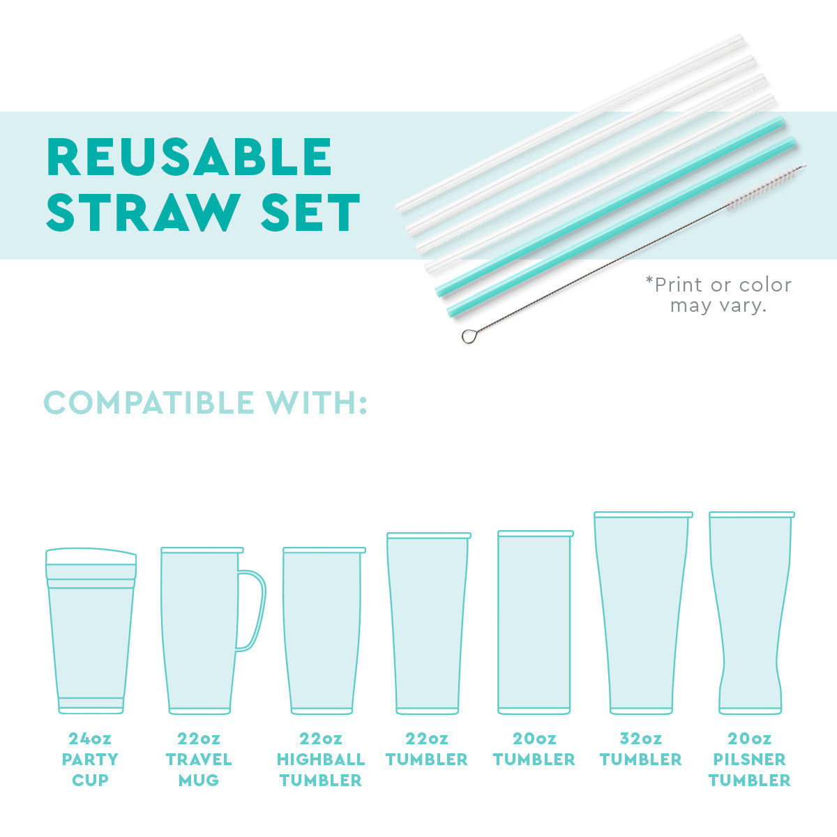 Swig Life Let's Go Girls Reusable Straw Set