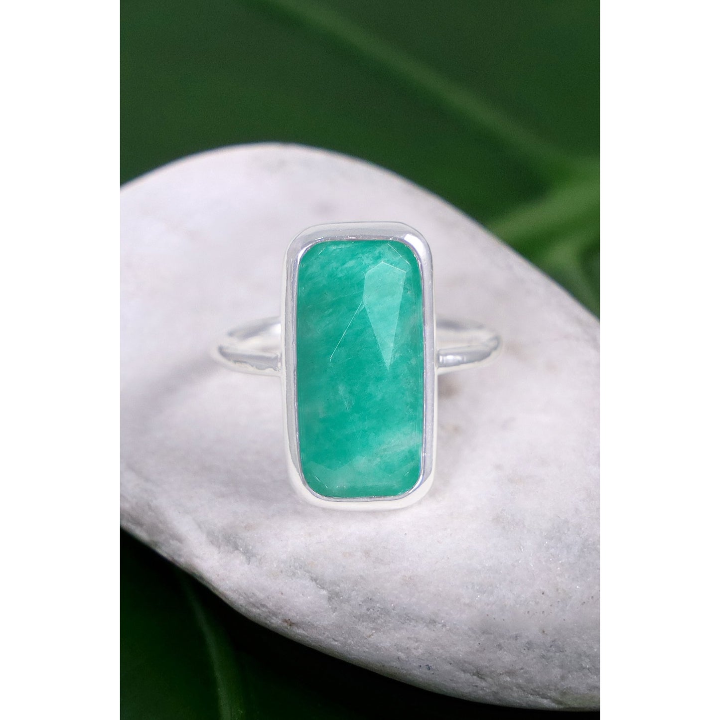 Amazonite Rectangle Ring