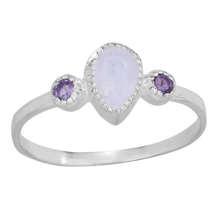 Teardrop Moonstone Sterling Silver Ring