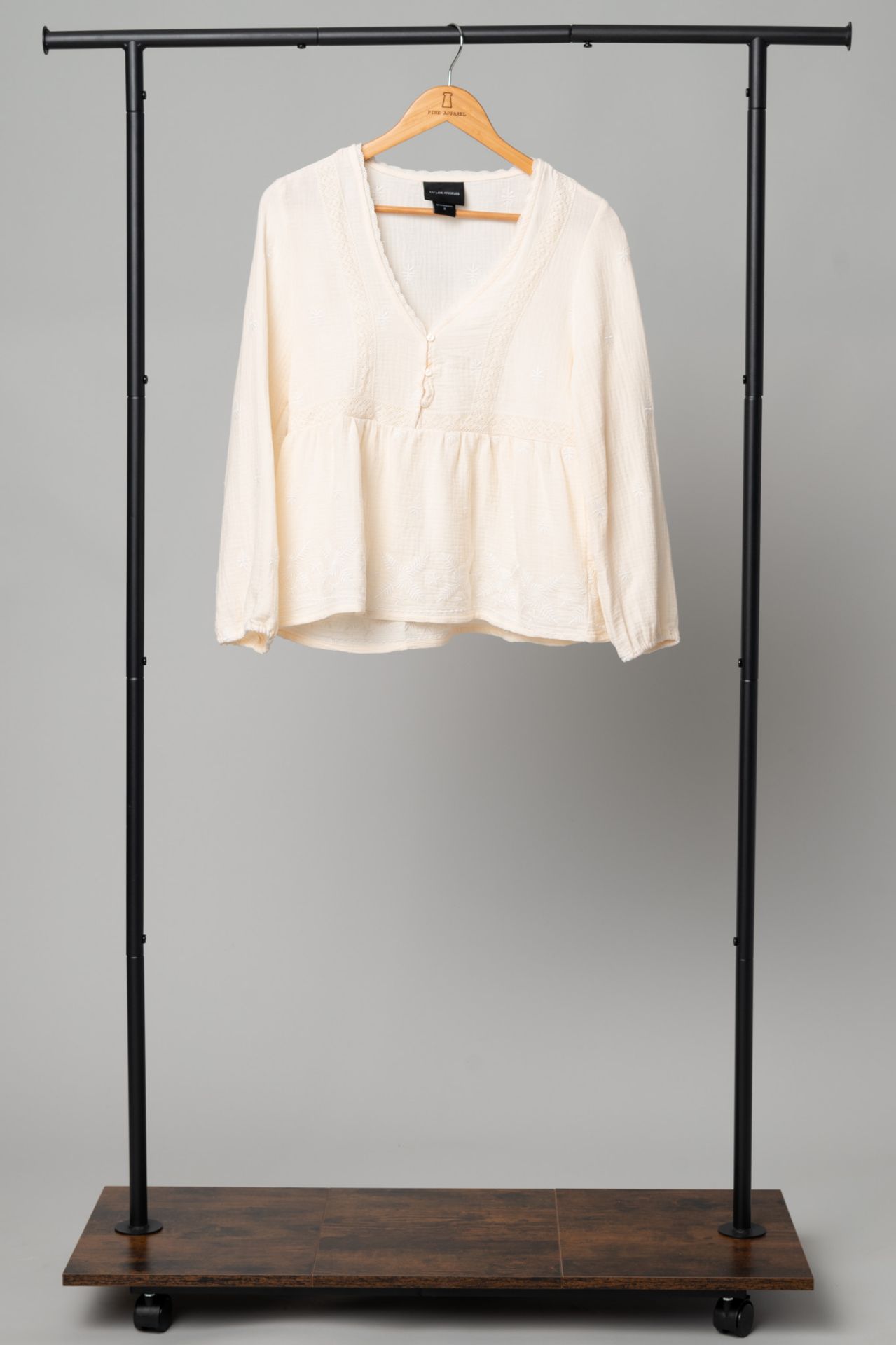 Pine Apparel Embroidered Balloon Sleeve Blouse