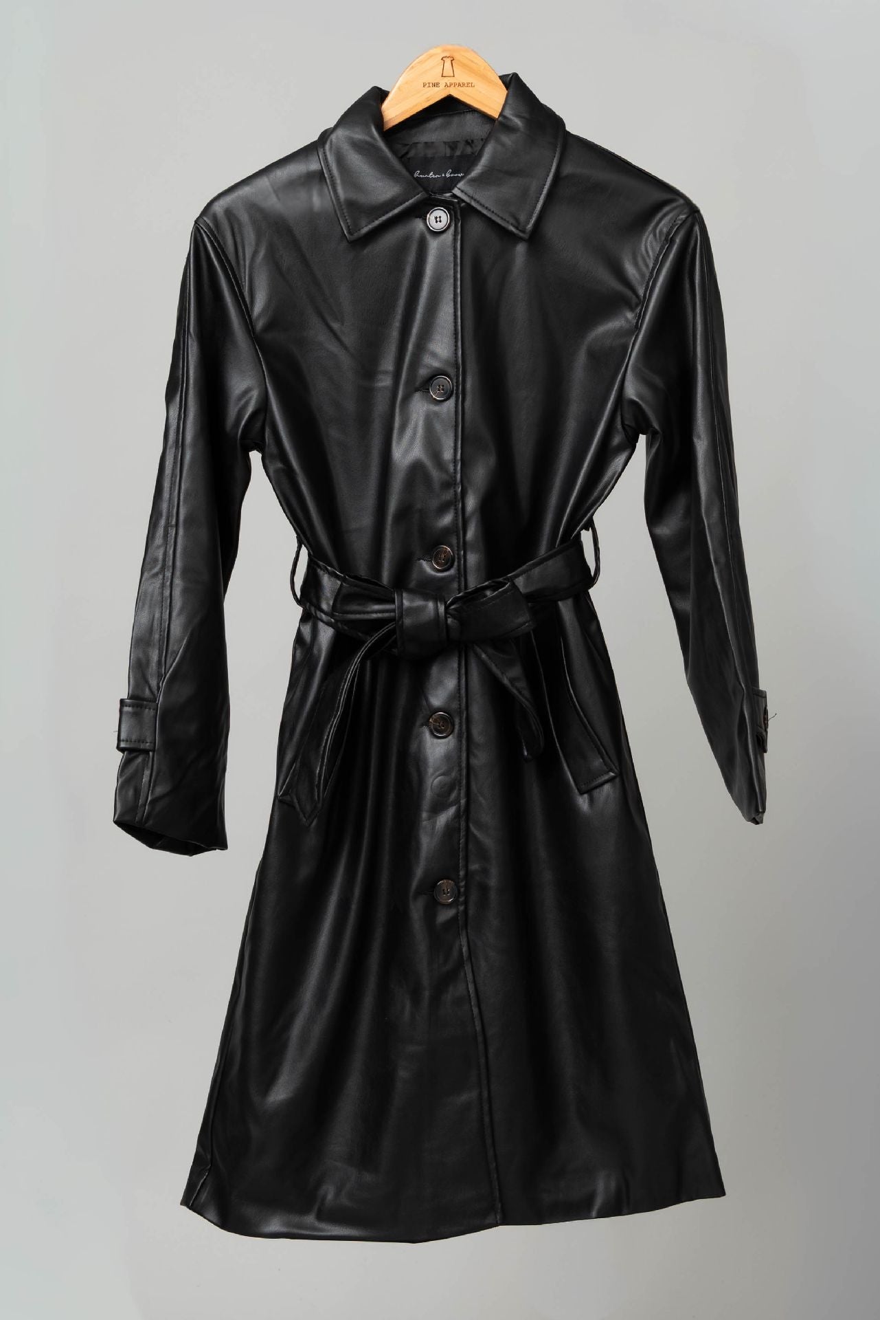 Pine Apparel Vegan Leather Trench Coat