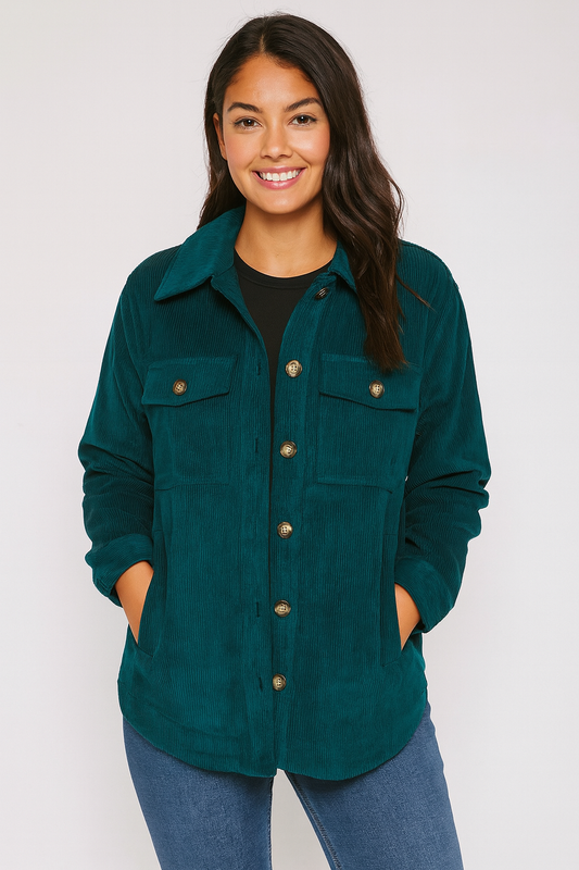Pine Apparel Corduroy Button Front Shacket