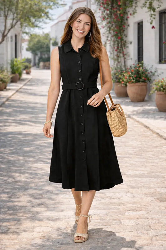 Millenium Button Front Shirt Dress