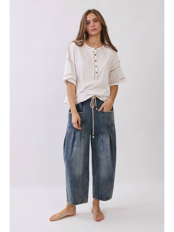 Oddi Washed Denim Barrel Pants