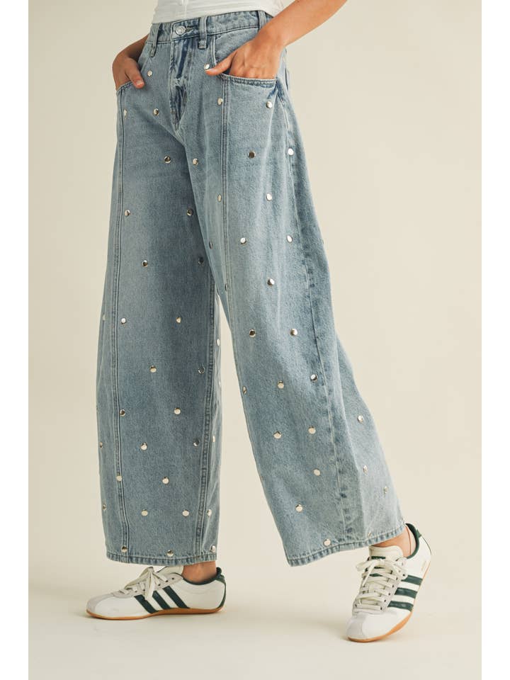 Klesis Studded Barrel Jeans
