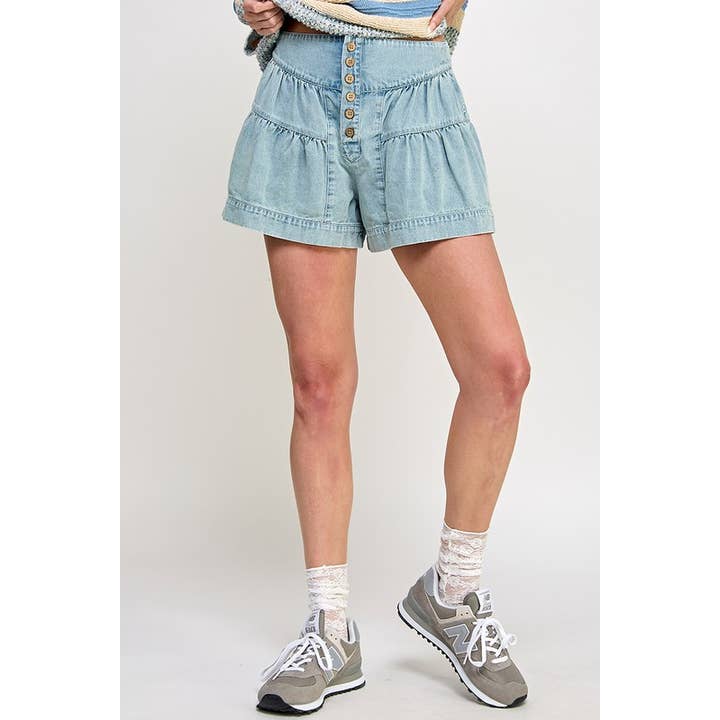 Miss Love Fleur Denim Shorts