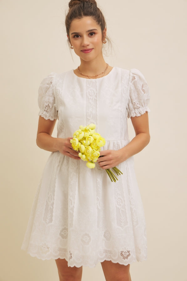 In February Floral Embroidered Babydoll Dress