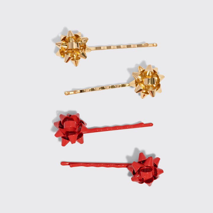 Kitsch Metal Gift Bow Bobby Pin set