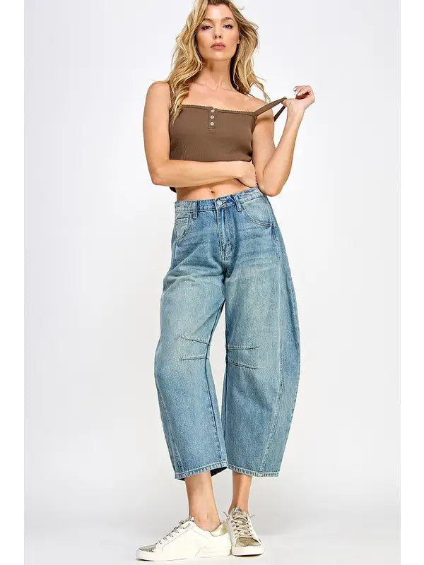 Miss Love Mid Rise Barrel Jeans