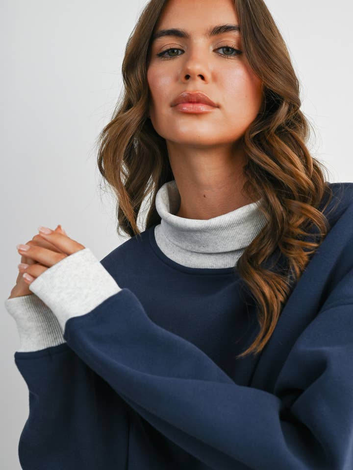 Buttermelon Cozy Contrast Turtleneck Sweater