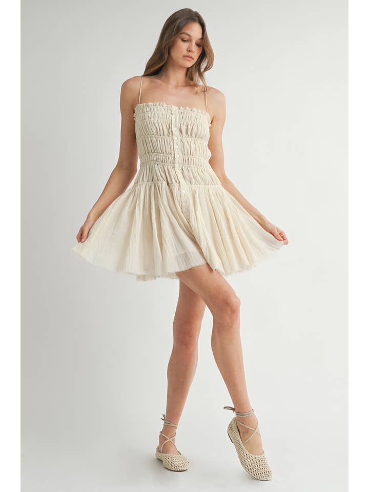 Endless Blu Cinched Ruffle Mini Dress