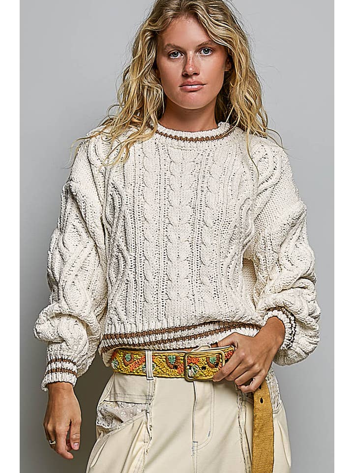 POL Cable Knit Crewneck