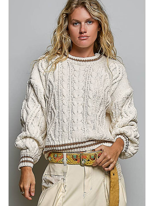 POL Cable Knit Crewneck