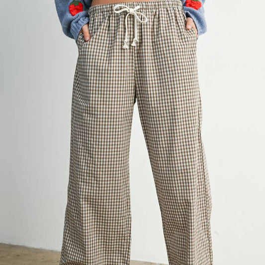 Gingham Adjustable Loose Pants