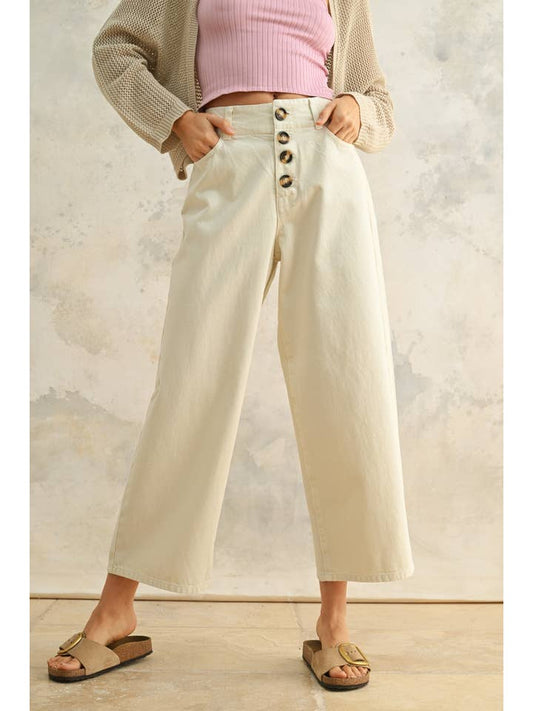Miou Muse Button Front Cotton Pants
