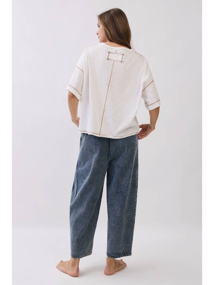 Oddi Washed Denim Barrel Pants