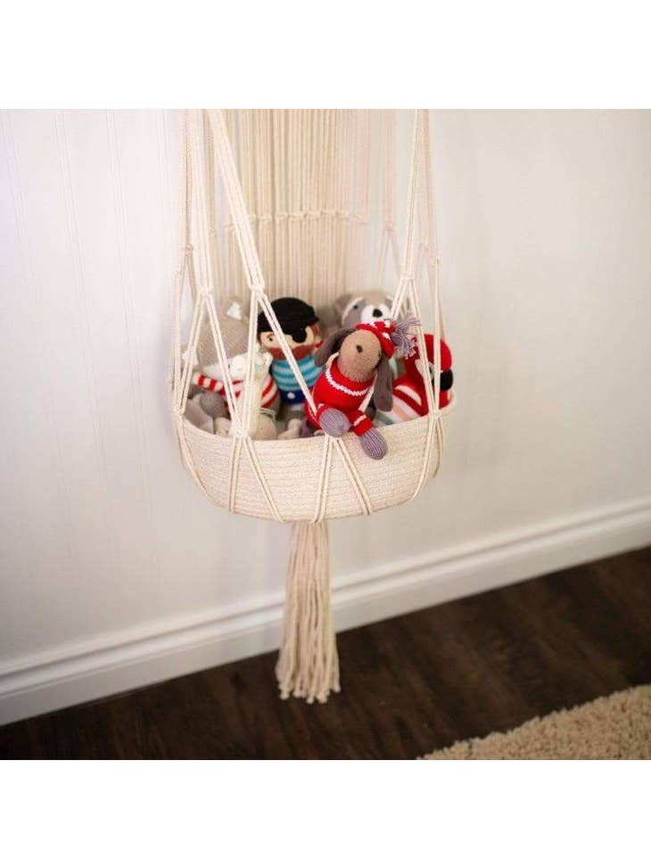 Finn + Emma Macrame Hanging Toy Basket