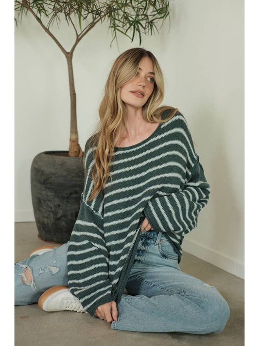 Promesa Striped Knit Oversized Sweater