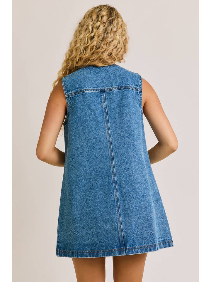 Le Lis Button Down Denim Mini Dress