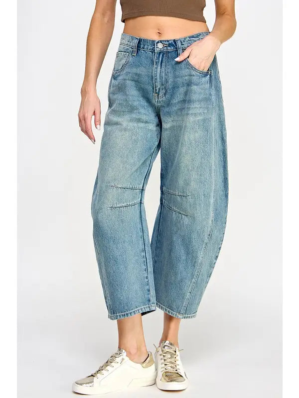 Miss Love Mid Rise Barrel Jeans