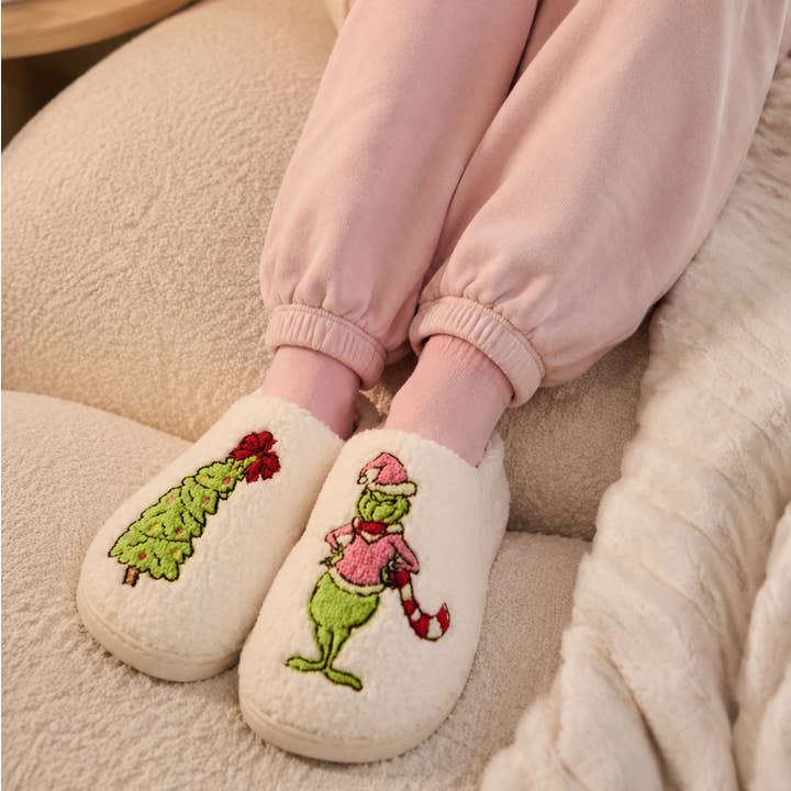 Grinch Christmas Tree Slippers