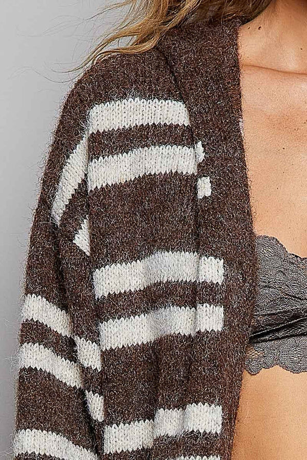 POL Striped Longline Cardigan