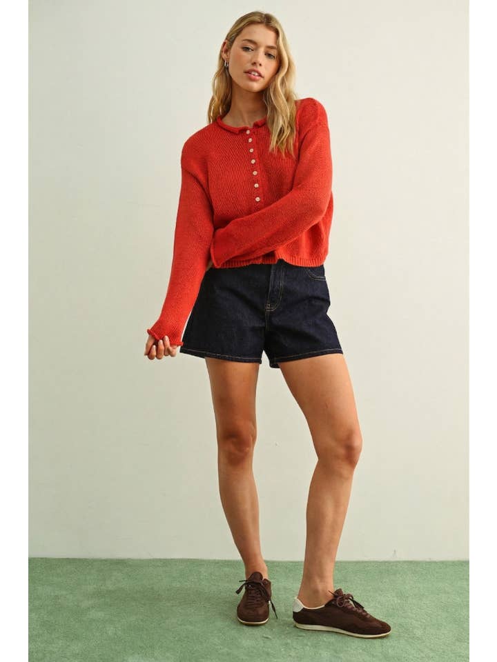 Miou Muse Lightweight Button Front Cardigan